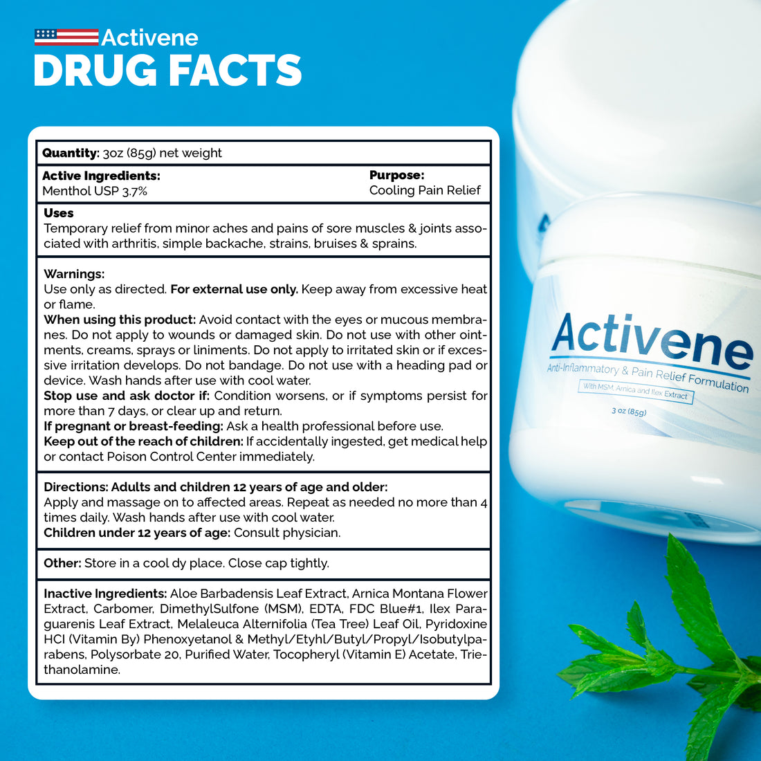 Activene - Arnica Cream with MSM and Menthol